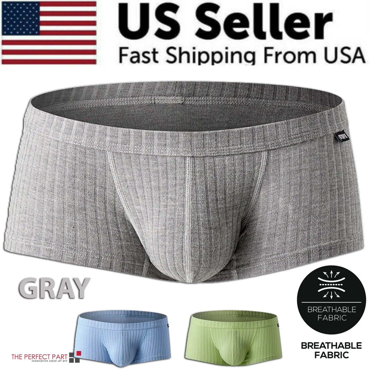Men'S Sexy Underwear Low Waist Briefs U Pouch Boxers Striped Shorts Underpants