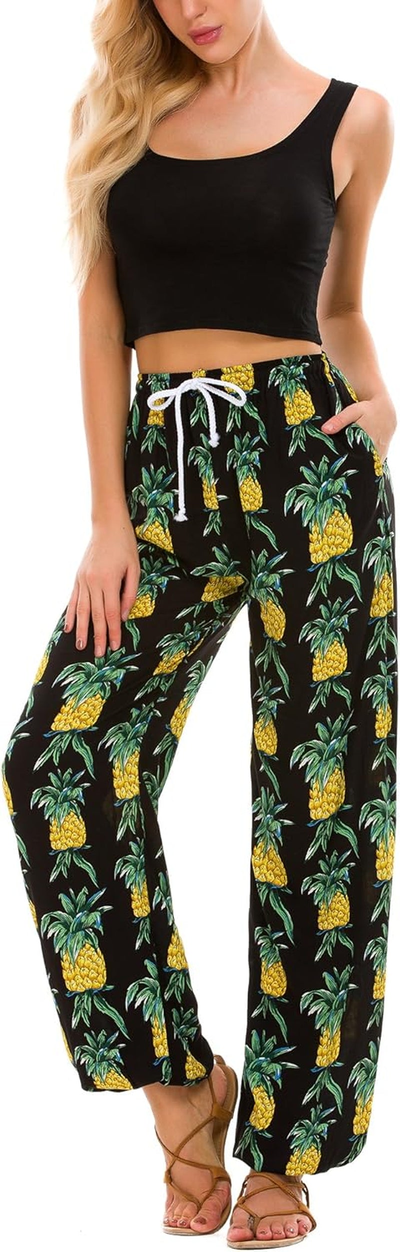 Women'S Floral Print Summer Boho Pants Harem Beach Vacation Pants