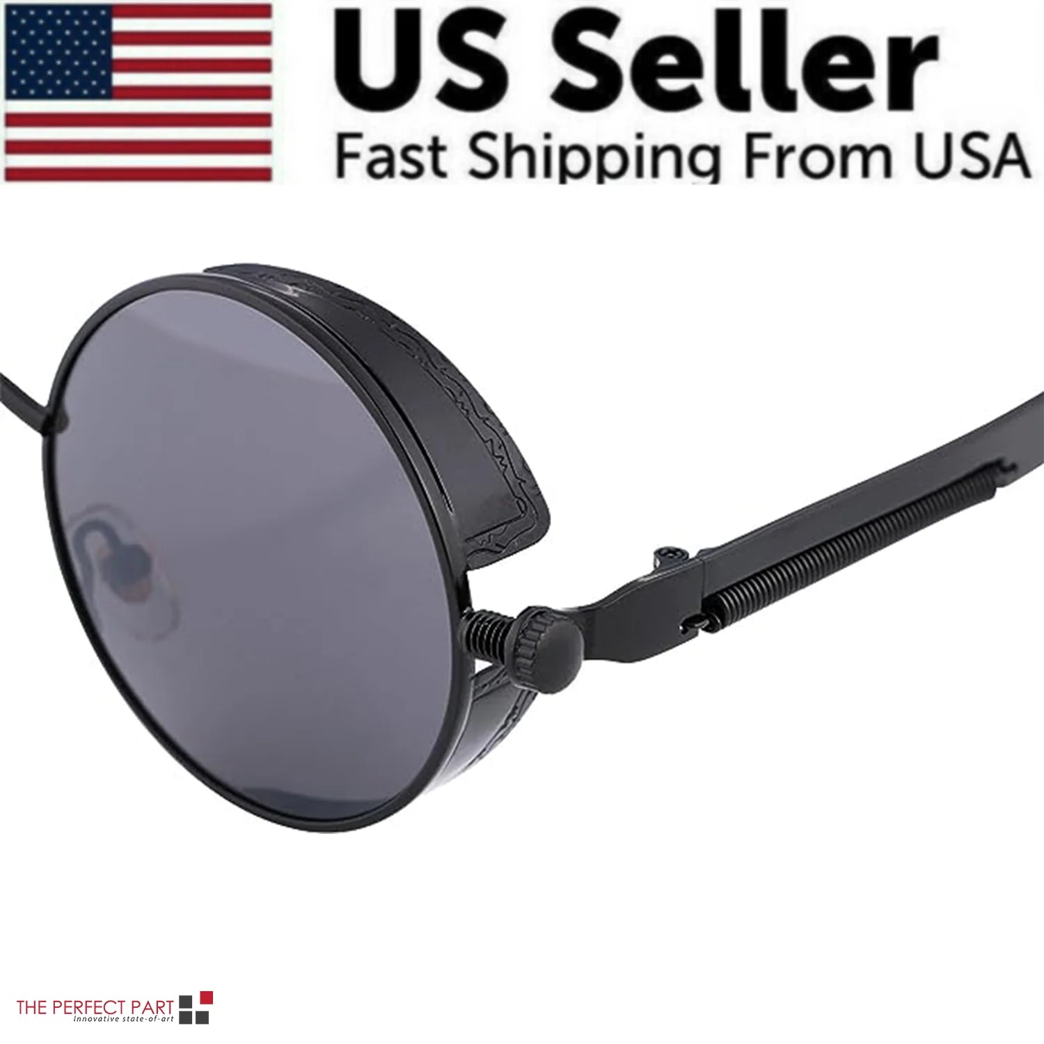 Retro round Polarized Sunglasses Men Women Vintage Gothic Steampunk Glasses