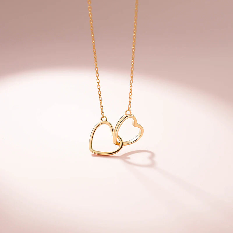 Double Love Heart: Dainty Gold Plated