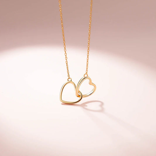 Double Love Heart: Dainty Gold Plated