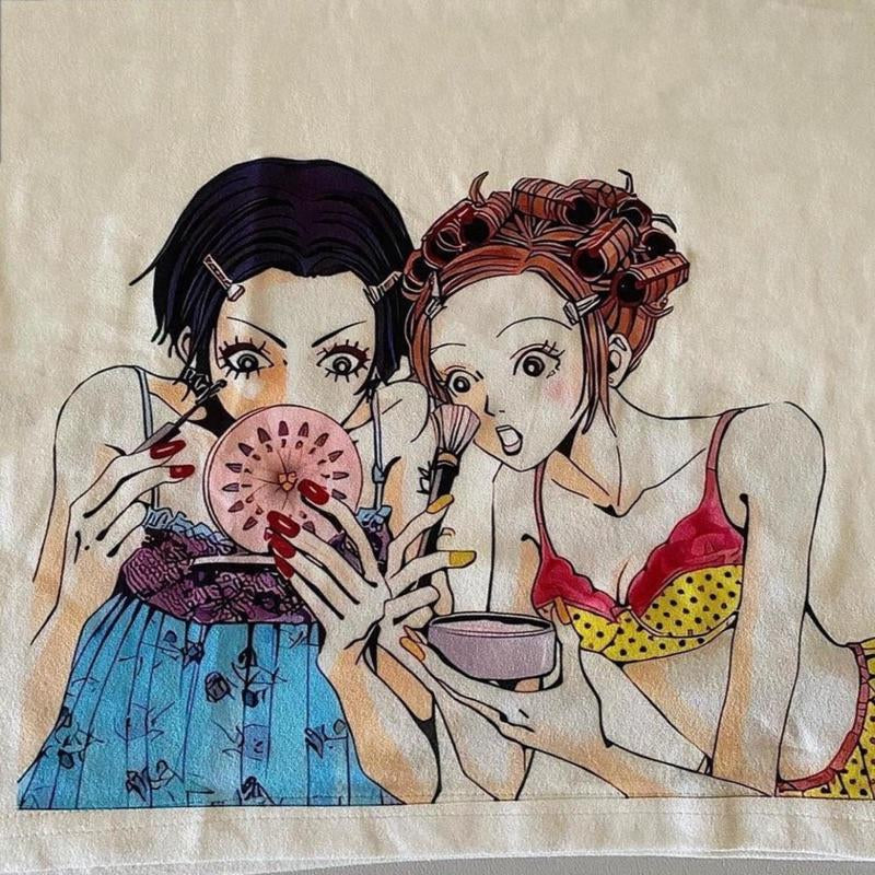 The Fortune Family Nana Hachi Anime Tank Top Nana and Hachi Anime Cream White Tshirt Spaghetti Strap Tank Tee Tops