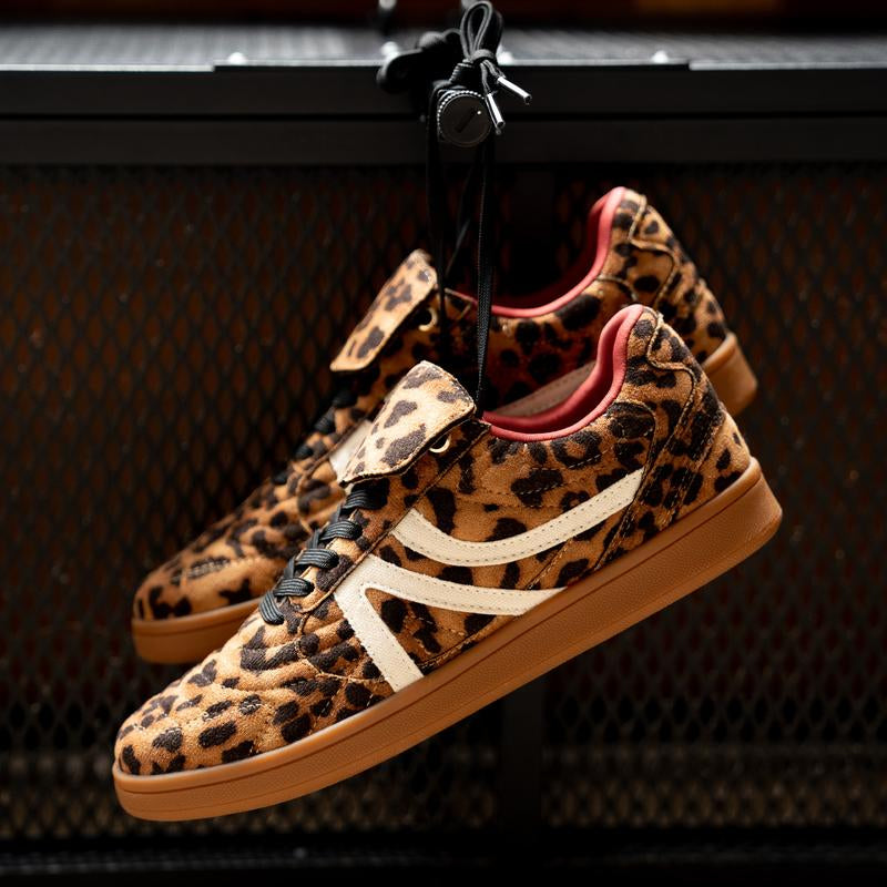 Rosella Carlie Women'S Leopard Cheetah Print Casual Walking Sneakers, Female All-Match Fashion Trendy Retro Comfortable Lifestyle Lace-Up Low-Top Non-Slip Tennis Shoes Footwear for Women Girl Daily Wear