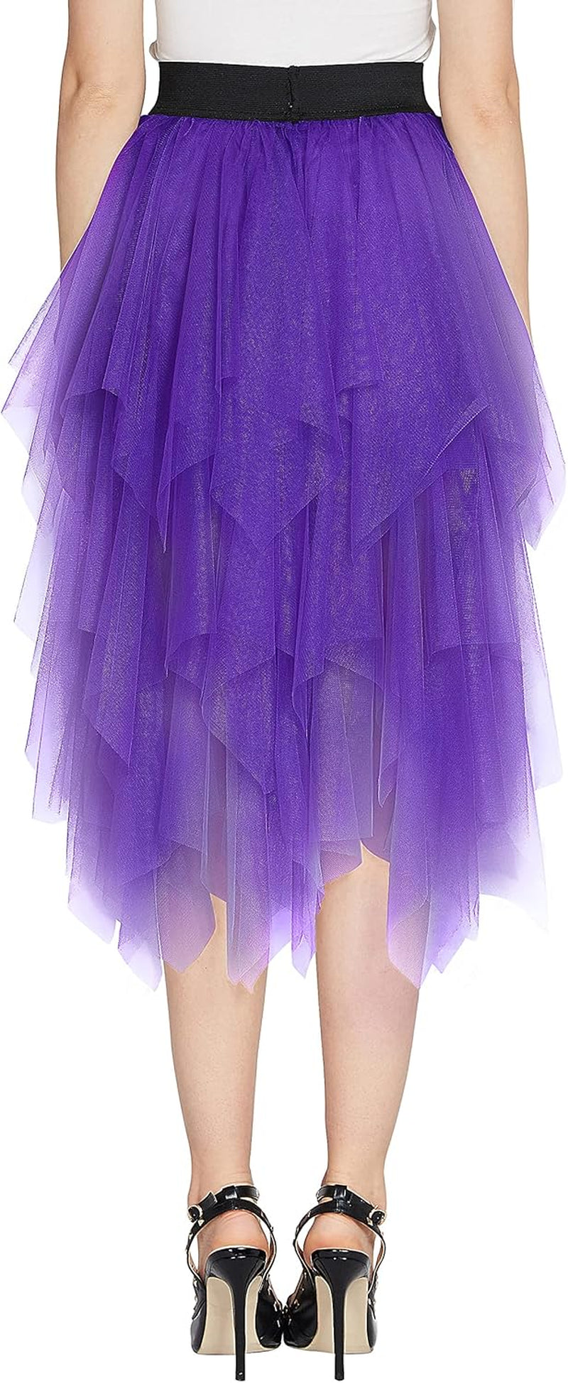 Women'S A-Line Mesh Tutu Skirt Fluffy Layered Tulle Midi Long Skirts with Elastic Waist