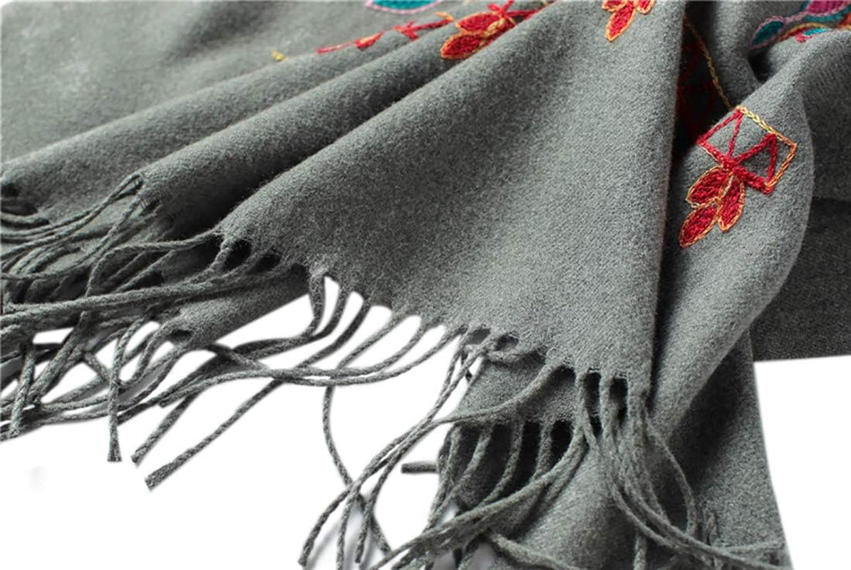 Women'S Embroidered Oversize Tassel Shawl Scarf Wraps for Women