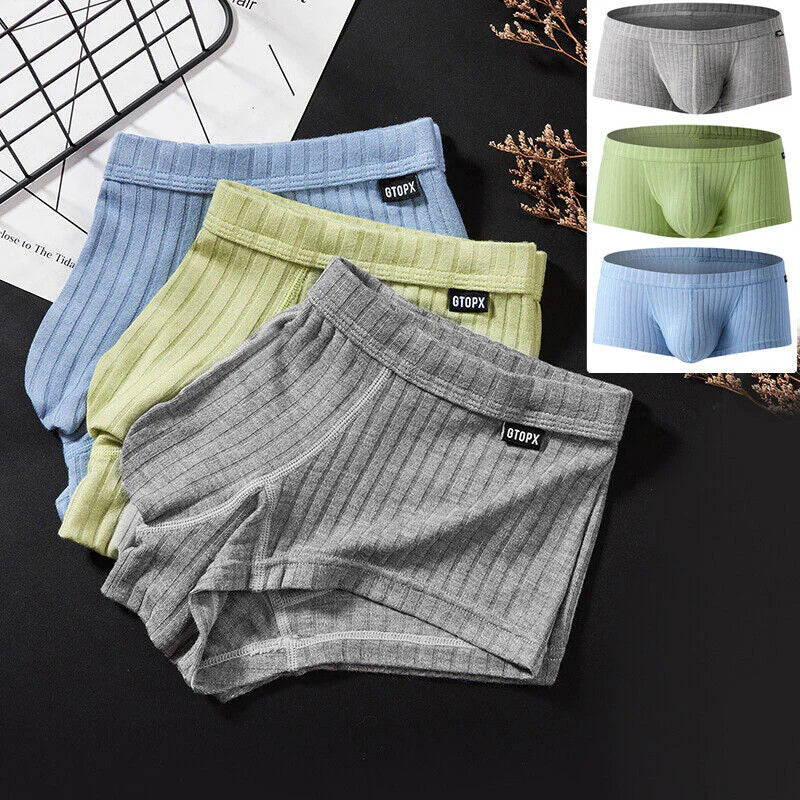 Men'S Sexy Underwear Low Waist Briefs U Pouch Boxers Striped Shorts Underpants