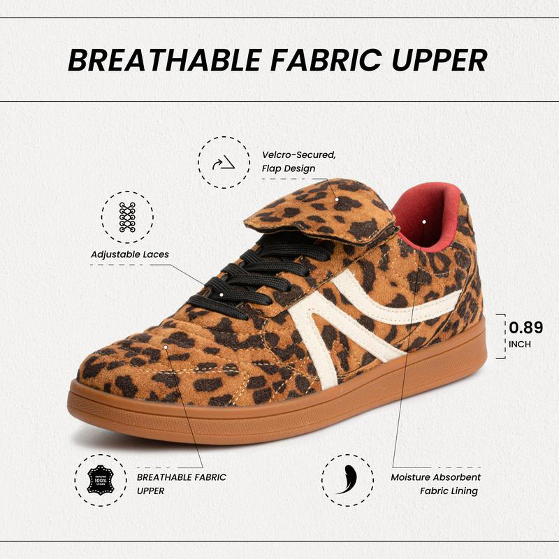Rosella Carlie Women'S Leopard Cheetah Print Casual Walking Sneakers, Female All-Match Fashion Trendy Retro Comfortable Lifestyle Lace-Up Low-Top Non-Slip Tennis Shoes Footwear for Women Girl Daily Wear