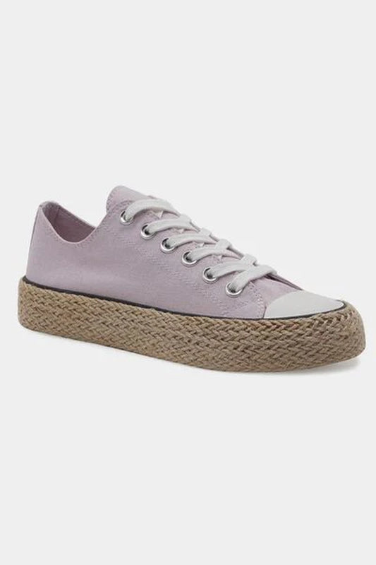Beast Fashion Lace up Woven Espadrille Sole Sneakers
