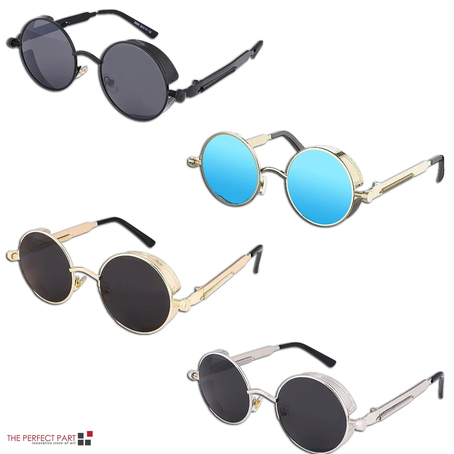 Retro round Polarized Sunglasses Men Women Vintage Gothic Steampunk Glasses