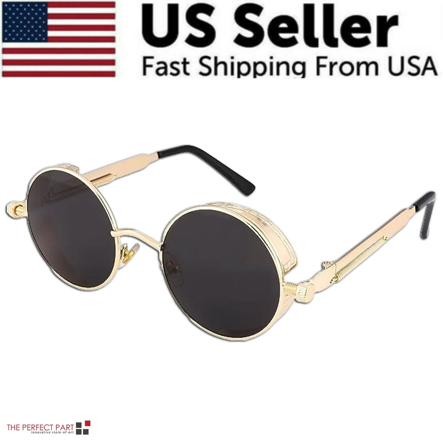 Retro round Polarized Sunglasses Men Women Vintage Gothic Steampunk Glasses