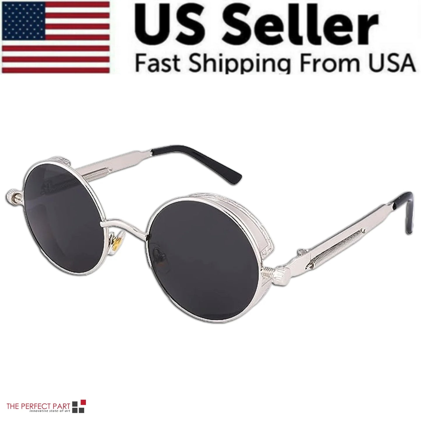 Retro round Polarized Sunglasses Men Women Vintage Gothic Steampunk Glasses