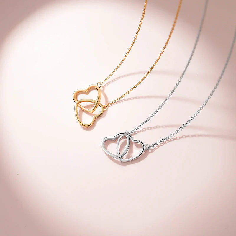 Double Love Heart: Dainty Gold Plated