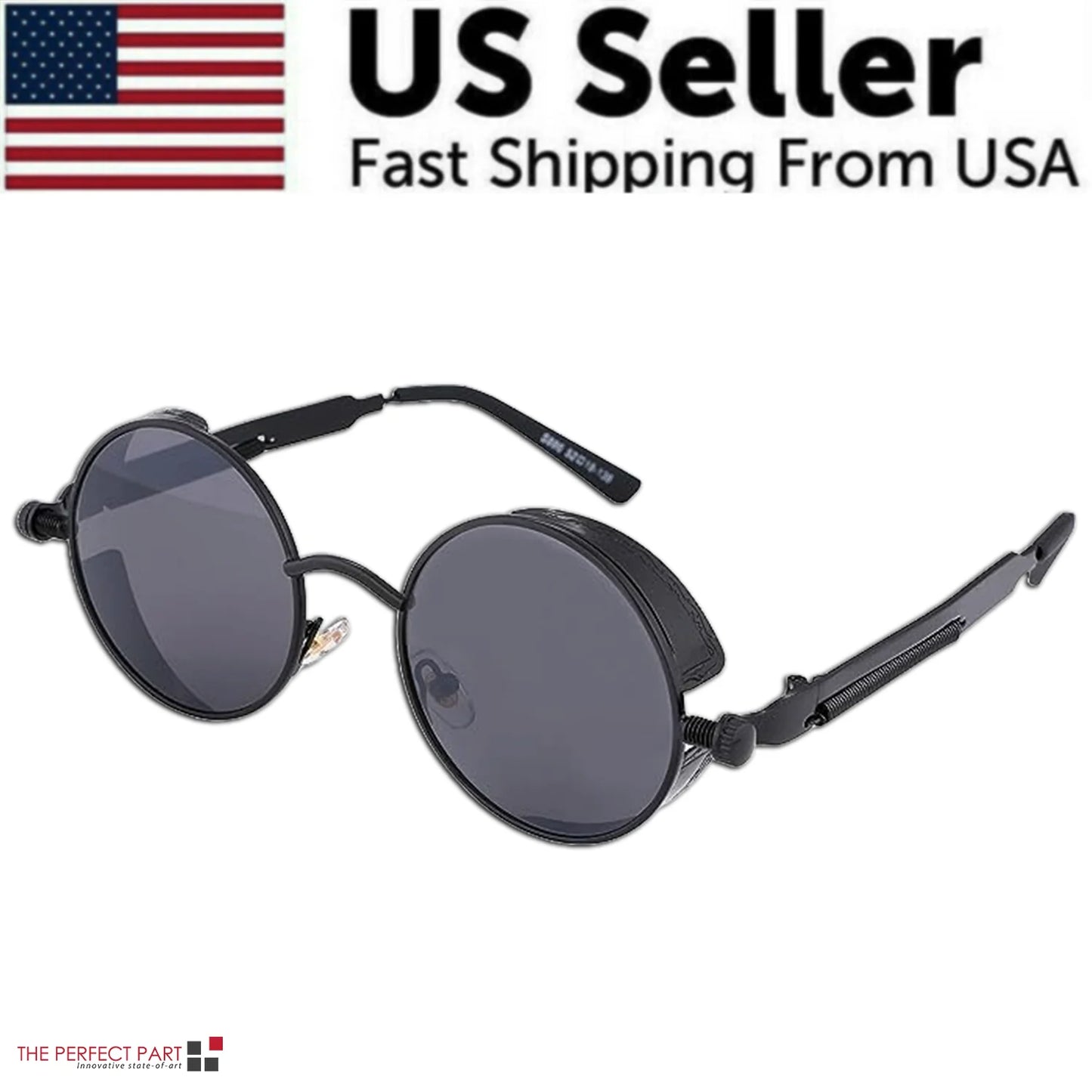 Retro round Polarized Sunglasses Men Women Vintage Gothic Steampunk Glasses