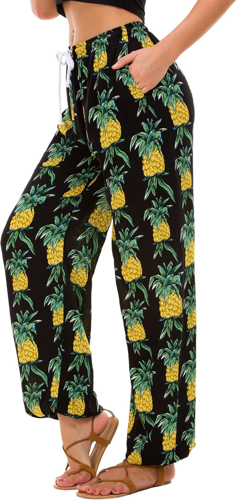 Women'S Floral Print Summer Boho Pants Harem Beach Vacation Pants