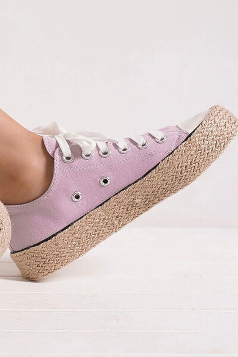 Beast Fashion Lace up Woven Espadrille Sole Sneakers