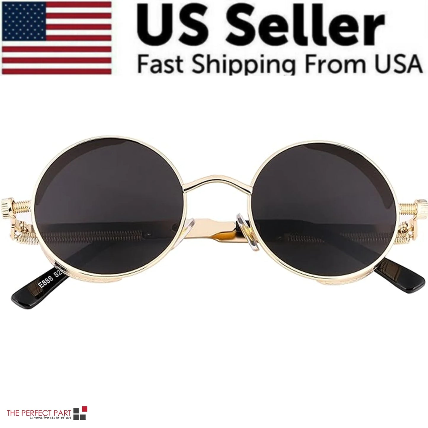 Retro round Polarized Sunglasses Men Women Vintage Gothic Steampunk Glasses