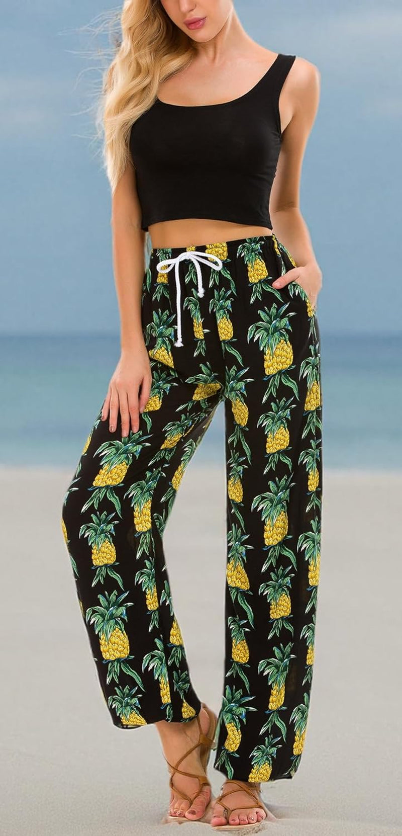 Women'S Floral Print Summer Boho Pants Harem Beach Vacation Pants