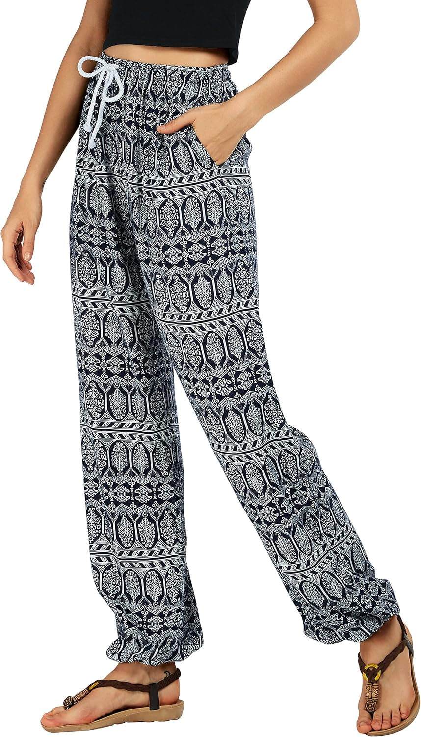 Women'S Floral Print Summer Boho Pants Harem Beach Vacation Pants