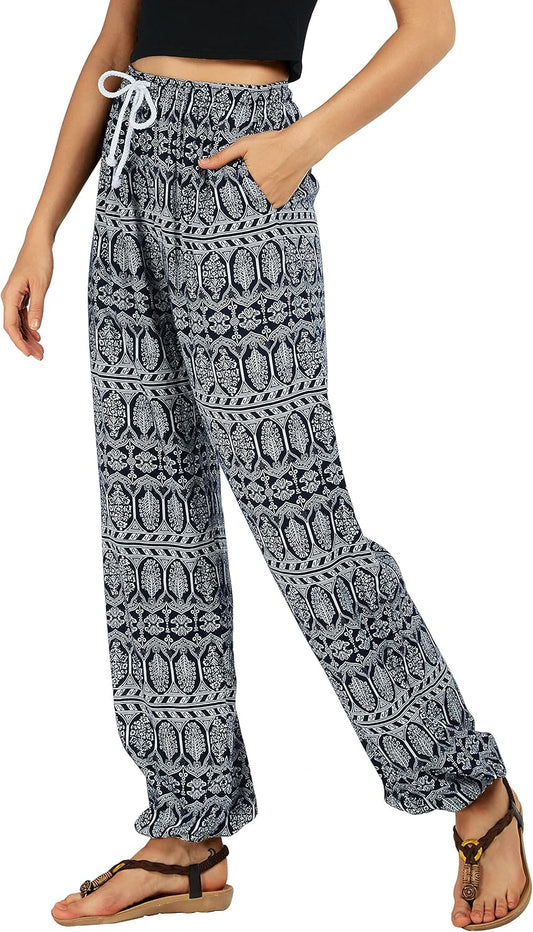 Women'S Floral Print Summer Boho Pants Harem Beach Vacation Pants