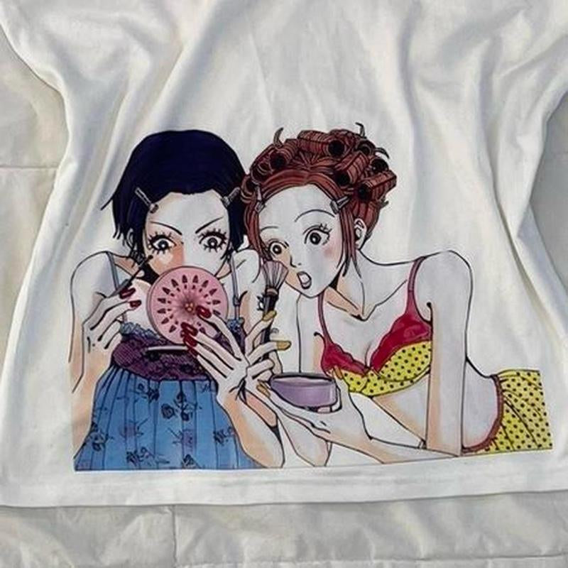 The Fortune Family Nana Hachi Anime Tank Top Nana and Hachi Anime Cream White Tshirt Spaghetti Strap Tank Tee Tops