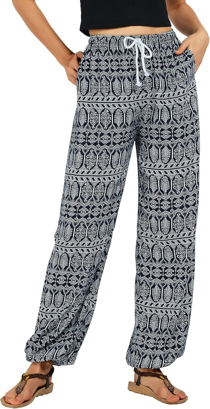 Women'S Floral Print Summer Boho Pants Harem Beach Vacation Pants