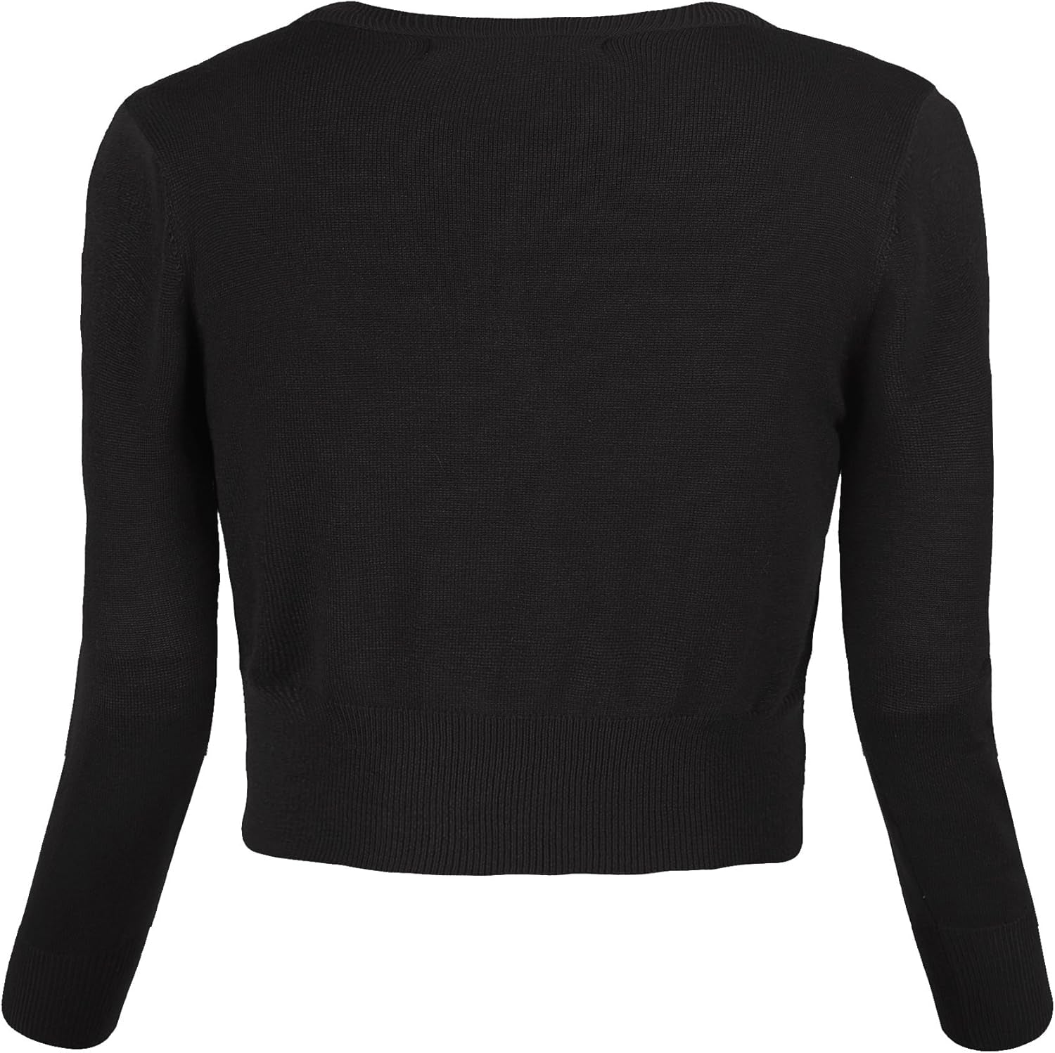 Women'S Cropped Cardigan V-Neck Button down Knitted Sweater 3/4 Sleeve