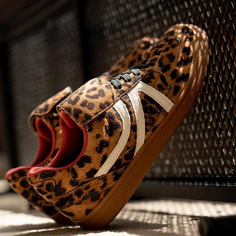 Rosella Carlie Women'S Leopard Cheetah Print Casual Walking Sneakers, Female All-Match Fashion Trendy Retro Comfortable Lifestyle Lace-Up Low-Top Non-Slip Tennis Shoes Footwear for Women Girl Daily Wear