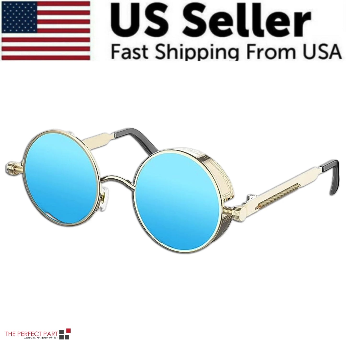 Retro round Polarized Sunglasses Men Women Vintage Gothic Steampunk Glasses