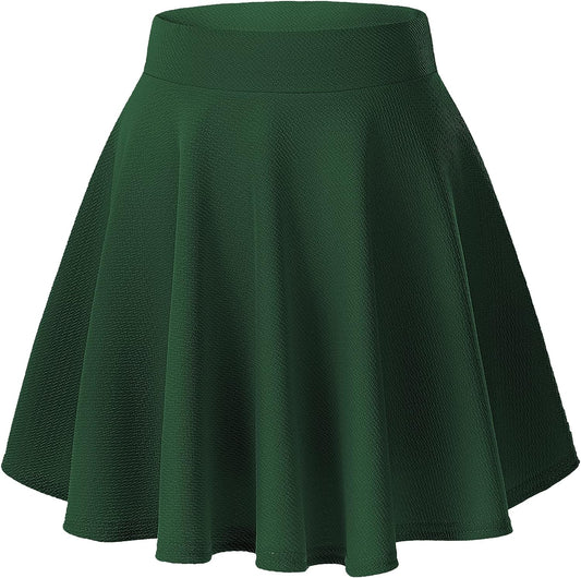 Women'S Basic Versatile Stretchy Flared Casual Mini Skater Skirt