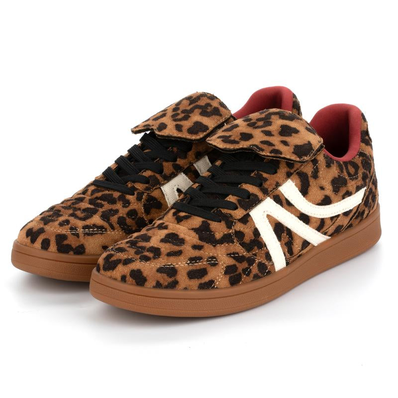 Rosella Carlie Women'S Leopard Cheetah Print Casual Walking Sneakers, Female All-Match Fashion Trendy Retro Comfortable Lifestyle Lace-Up Low-Top Non-Slip Tennis Shoes Footwear for Women Girl Daily Wear